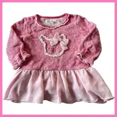 クーラクール 70cm うさぎリボン 長袖チュニックワンピース ピンク