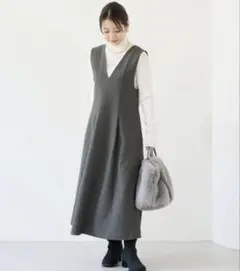 green label relaxing パウダーフレアジャンパースカート