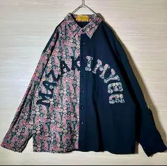 希少レア バイカラー ペイズリー 長袖シャツ L 個性派 ヴィンテージ 古着