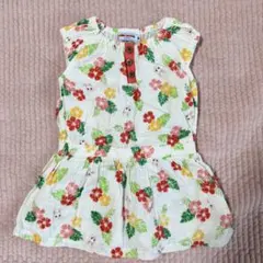 miki houseワンピース 花柄 ウサギ 90cm