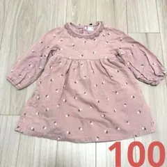 プティマイン 원피스 花柄 ピンク 長袖 100