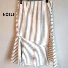 【NOBLE】ノーブル スカート 38サイズ リネン混 ストライプ　巻きスカートのサムネイル