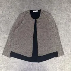 詩仙堂　タムラヒトシ　縮緬　ノーカラージャケット　　美品　ちりめん 詩仙堂 ヒトシタムラ 高級ちりめん ノーカラー ジャケット 羽織 縮緬