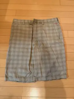 古着　ベージュ　チェック柄　ハーフパンツ