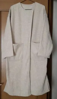 w closet ベージュ ロングコート 2ポケット付き