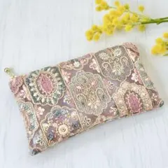 チュールインド刺繍　大人かわいいマルチシアーポーチ