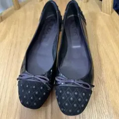 TOD'S エナメル スエード バレエシューズ　38のサムネイル