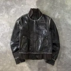 EMPORIO ARMANIのダークグレーシングルライダースレザージャケット EMPORIO ARMANIのダークグレーシングルライダースレザージャケット