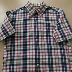 メンズ半袖チェックシャツ