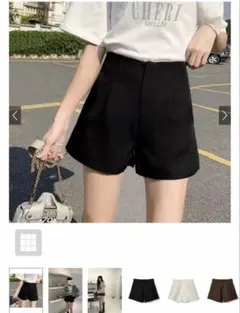 GRL タックハイウエストショートパンツ[at1744] 黒 M タグ付き