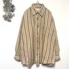 【WHETHERCOCK】ストライプ オーバーサイズ シャツ 長袖(L)春秋兼用