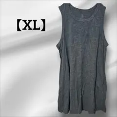 ノースリーブ 【XL】グレー コットン混紡ポケット有