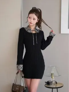 Darich ダーリッチ レイヤードライクニットミニワンピース