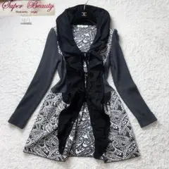 9美品 スーパービューティー 2way カーディガン ペイズリー フリル リボン