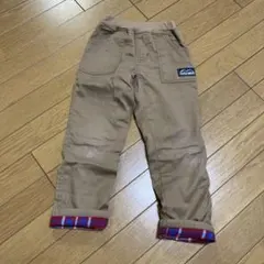 チェック柄折り返しベージュパンツ