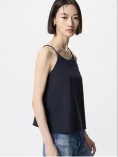 クレープジャージーブラキャミソール　ネイビー　L