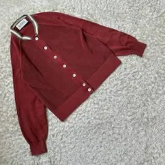 【 R-ISM】レディース 長袖 カーディガン ボタン えんじ コットン100％