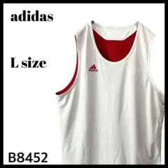 adidas アディダス リバーシブル タンクトップ ゲームシャツ 白 赤 Lのサムネイル