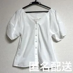 NATURAL BEAUTY BASIC ボリュームスリーブブラウス 白