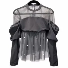 GRL グレイル シアー オープンショルダー ペプラム トップス F