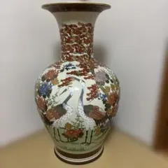 大型 花瓶 鶴 菊 金襴手在銘 細密絵花鳥文壺時代物 骨董品 古美術 大型 花瓶 鶴 菊 金襴手在銘 細密絵花鳥文壺時代物 骨董品 古美術