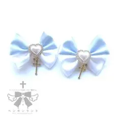 蝶々リボンハートリボン　ヘアクリップ2個セット　ヘアアクセサリー