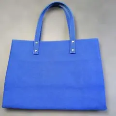 倉敷帆布青いトートバッグ 幾何学模様内張り