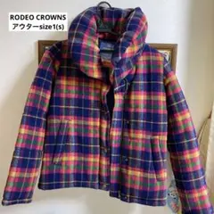 RODEO CROWNSアウターsize1(s)未使用ダウンチェック柄首元暖かいのサムネイル