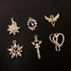 高品質★カン付きメタルチャーム★アクセサリーパーツ★ハンドメイド★ジルコニア★ゴ