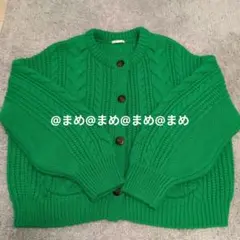 GU ケーブルクロップドカーディガン XL 緑