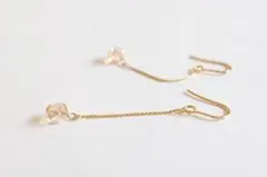 スワロフスキー クリスタル ゴールドシャドー サージカルステンレス フックピアス