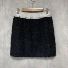 Nolley's PINK 台形 スカート ミニ ラメ ブラック サイズ３８