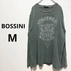 BOSSINI ボッシーニ 長袖 カットソー 英字ロゴ カーキ 緑 メンズ M