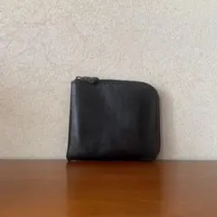 日本製 黒レザー製 コンパクト財布