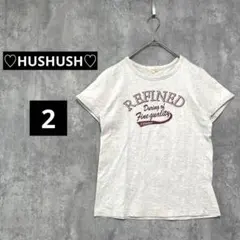 【967】ハッシュアッシュ【2】【M】英字プリントTシャツ クリーム色
