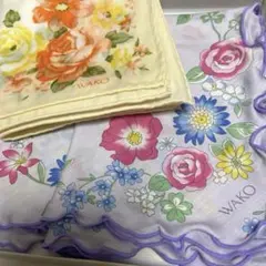 銀座和光　WAKO 大判ハンカチ　2枚　花柄　薔薇　フリル　日本製のサムネイル