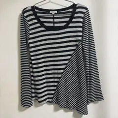 COLZA ボーダー アシンメトリー 長袖カットソー L