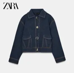 ZARA コントラストボタン付きニットジャケット Lサイズ