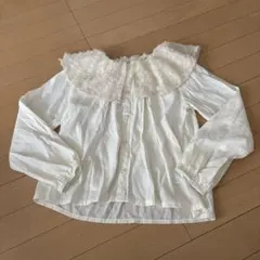 フリル付き襟 ホワイトシャツ 長袖