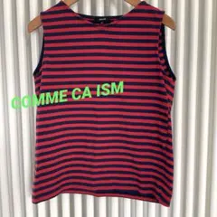 【 COMME CA ISM 】タンクトップ ノースリーブ 赤　ボーダー　Mのサムネイル