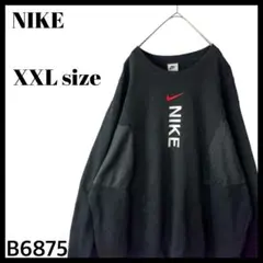 NIKE ナイキ 異素材 切替パネル スウェット センターロゴ 黒 メンズ2XL