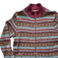 90s L.L.Bean LAMBS'WOOL フェアアイル柄 ニット セーターのサムネイル
