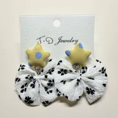 「別の4ペアを買うと0円」星柄×リボン ぷっくりスター ピアス