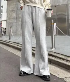 グレー ワイドパンツ スウェット素材