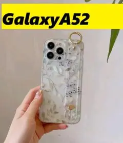 GalaxyA52 ハンドストラップ ベルトリング 葉っぱ Galaxyケース