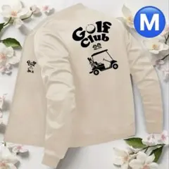 【新品/Mサイズ】ゴルフウェア ジップアップ ジャケット クリーム色 レディース