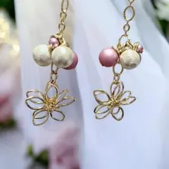 25.ピアス・揺れるお花ピアス・アレルギー対応・卒業入学式ハンドメイド