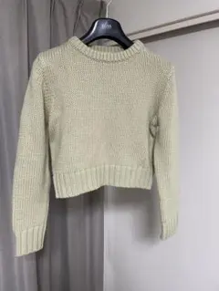 ZARA クロップドニットセーター M 淡いグリーン