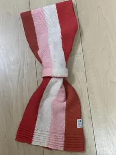 クロコダイル　差し込みマフラー 白、ピンク、オレンジのストライプ