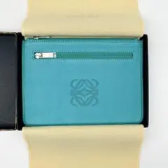 LOEWE アナグラム ターコイズブルーレザーポーチ箱付 スペイン製 新品未使のサムネイル